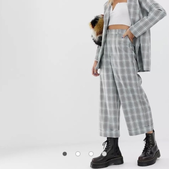 Reclaimed Vintage Pants - Plaid Wide Leg Crop Pant